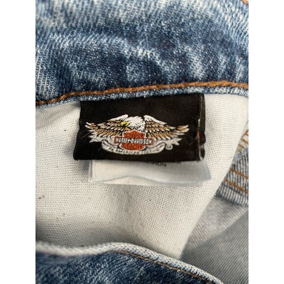 Harley Davidson Men's Blue Denim Straight Leg Medium Wash Jeans Measures 36x32 - Picture 8 of 9